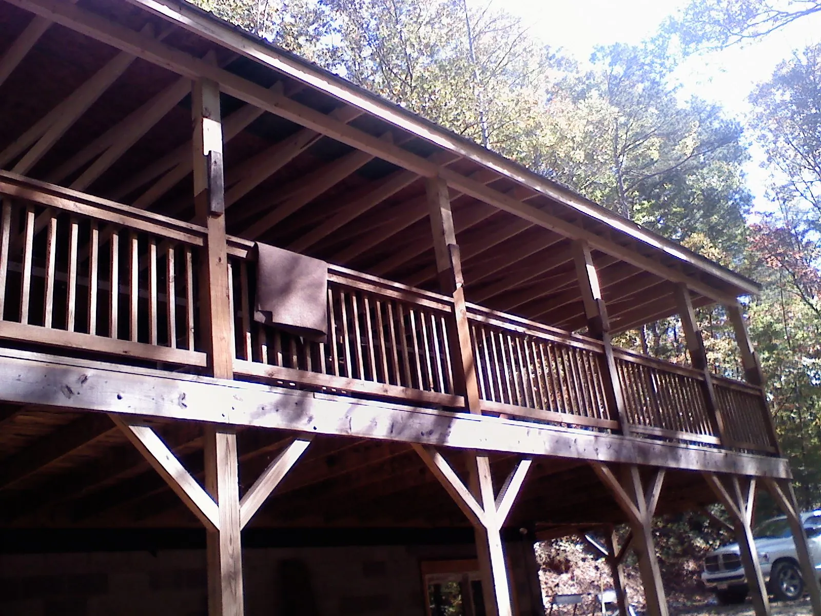 Timber framing under a new elevated porch and deck — Roof Leak Repair in West Columbia by Roofing Brothers