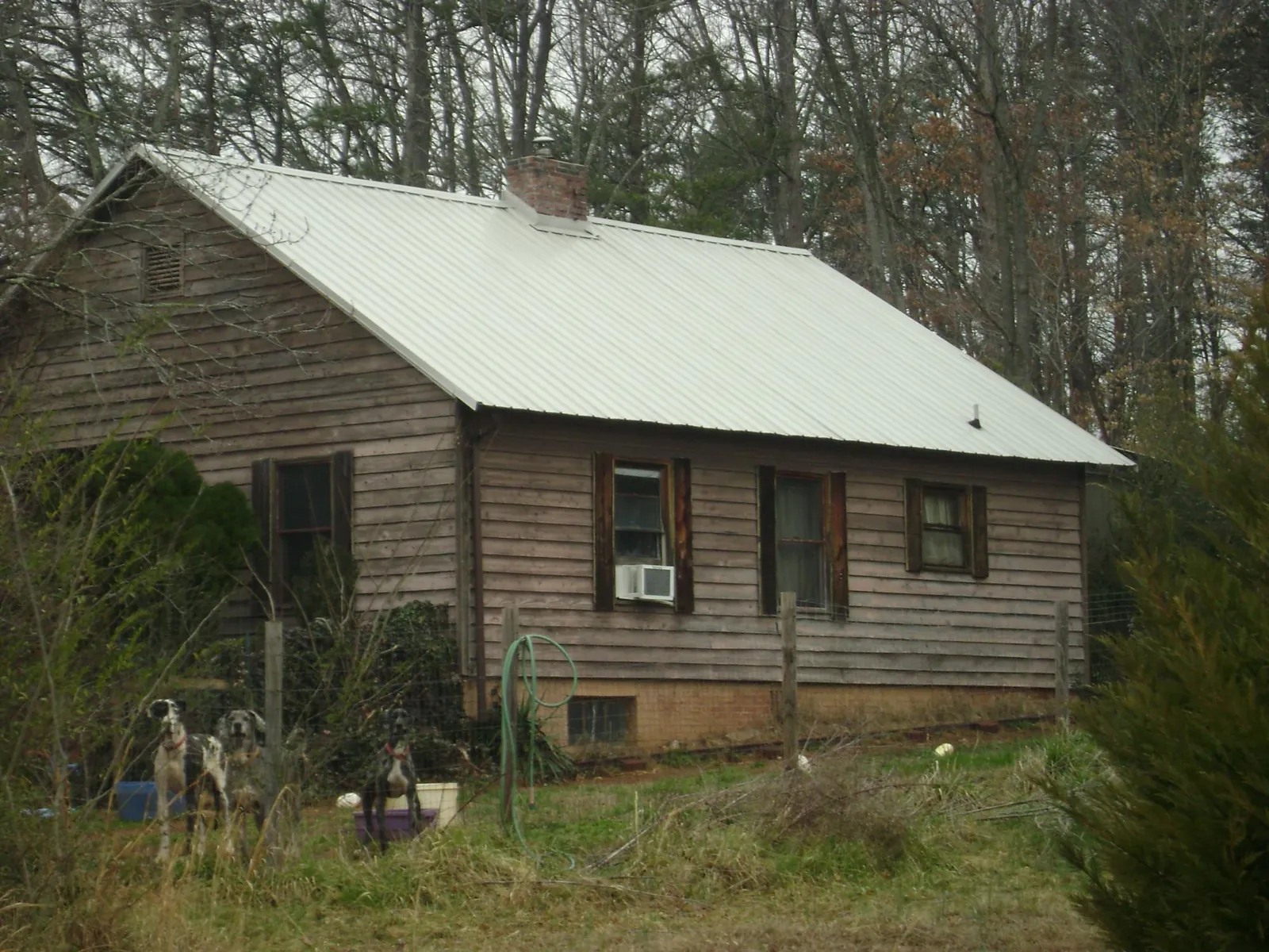 White metal roof on an old wood sided farmhouse, from a Metal Roof Installation job in West Columbia